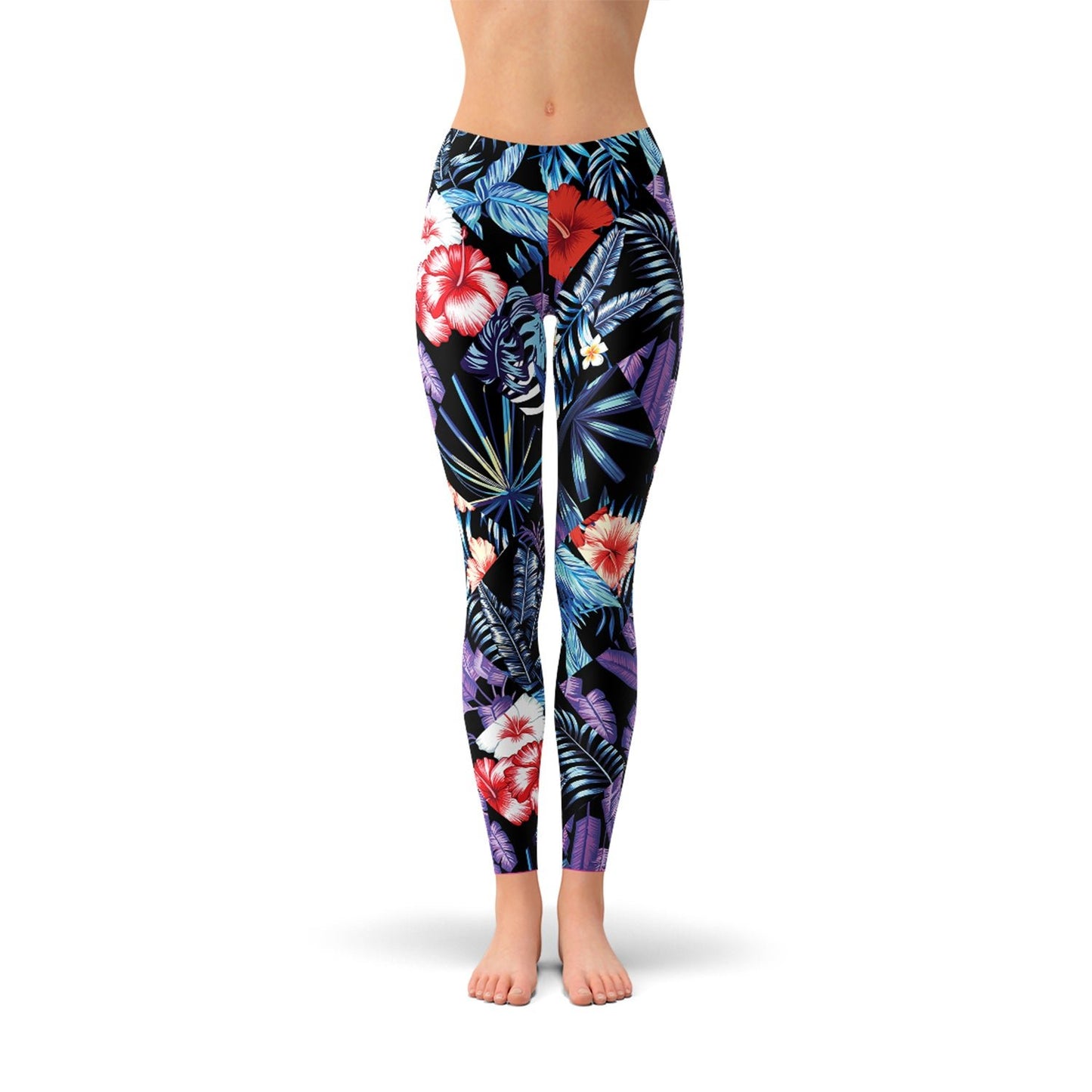 Geometric Tropical Floral Leggings - Anna's Shop