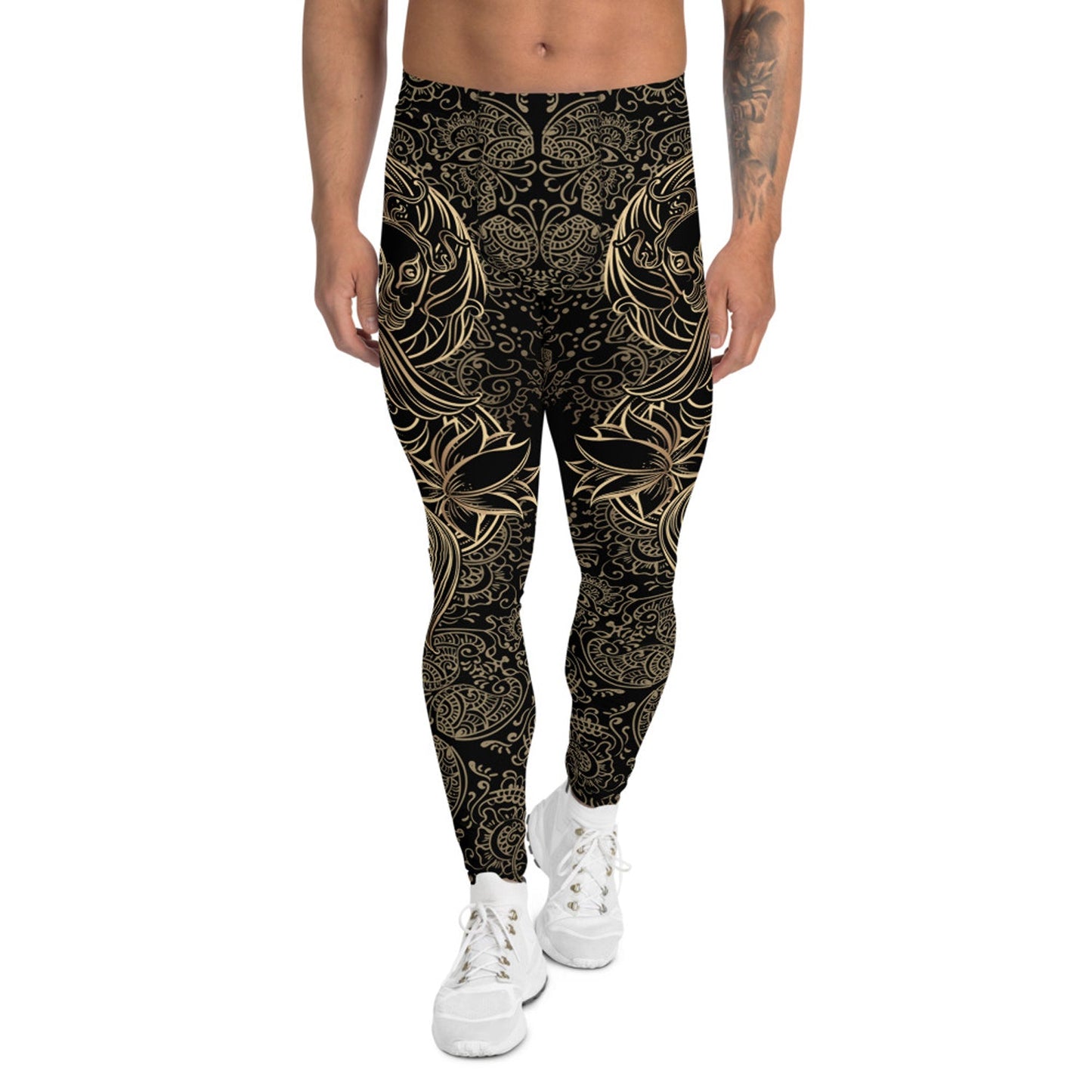 Golden Koi Fish Black Leggings for Men - Anna's Shop