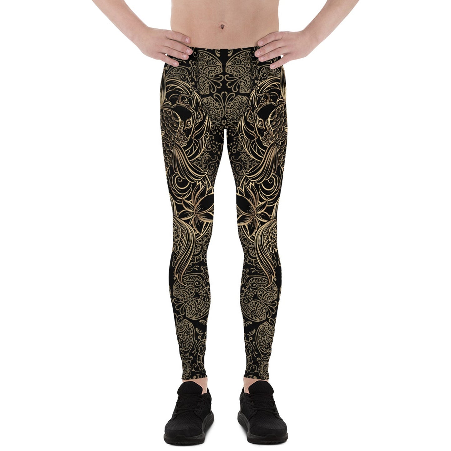 Golden Koi Fish Black Leggings for Men - Anna's Shop