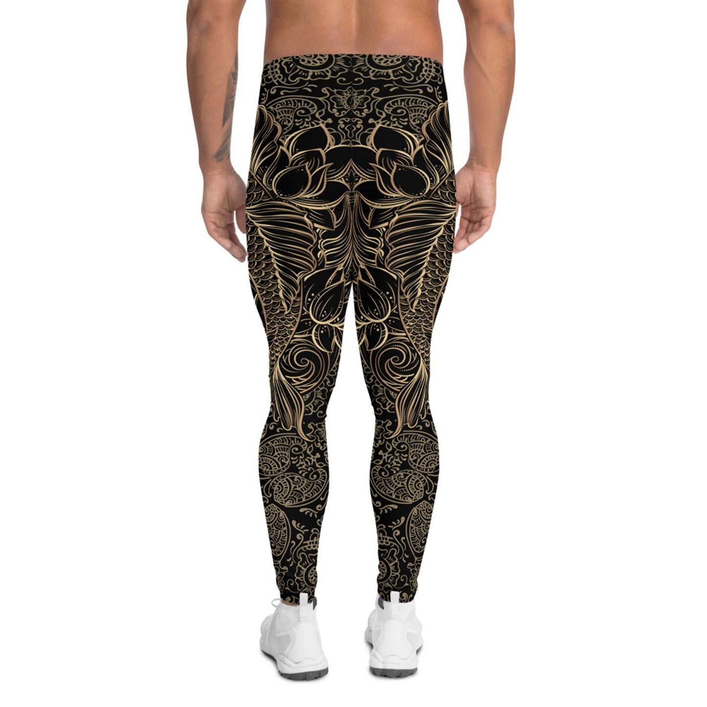 Golden Koi Fish Black Leggings for Men - Anna's Shop