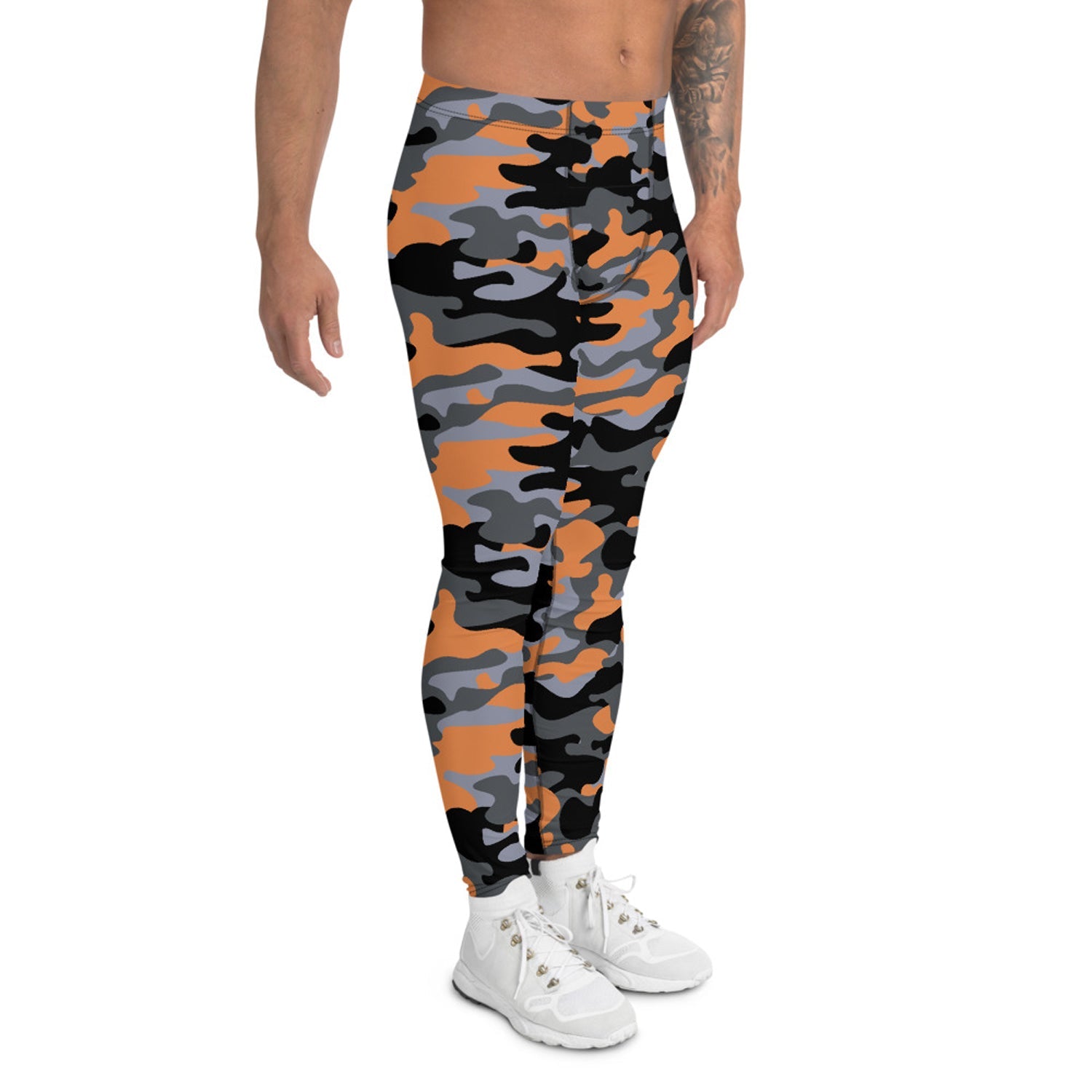 Gray and Orange Camo Leggings for Men - Anna's Shop