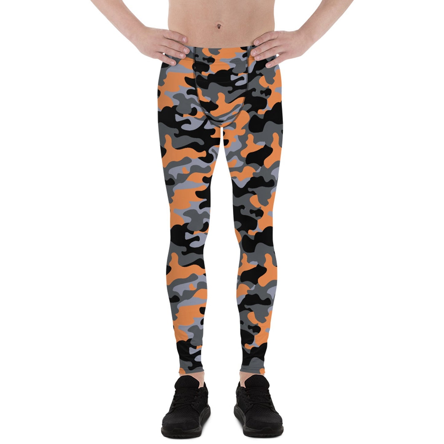 Gray and Orange Camo Leggings for Men - Anna's Shop