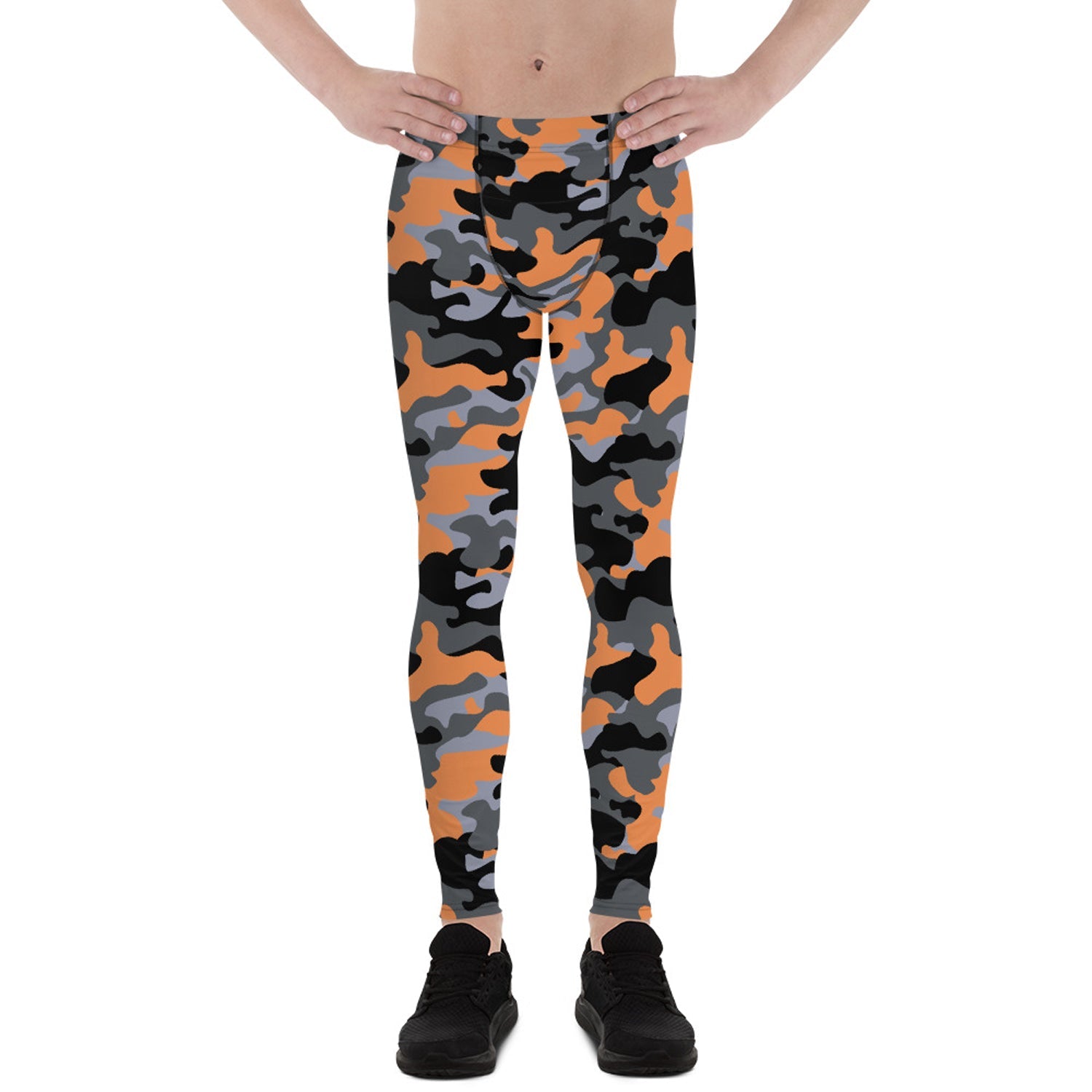 Gray and Orange Camo Leggings for Men - Anna's Shop