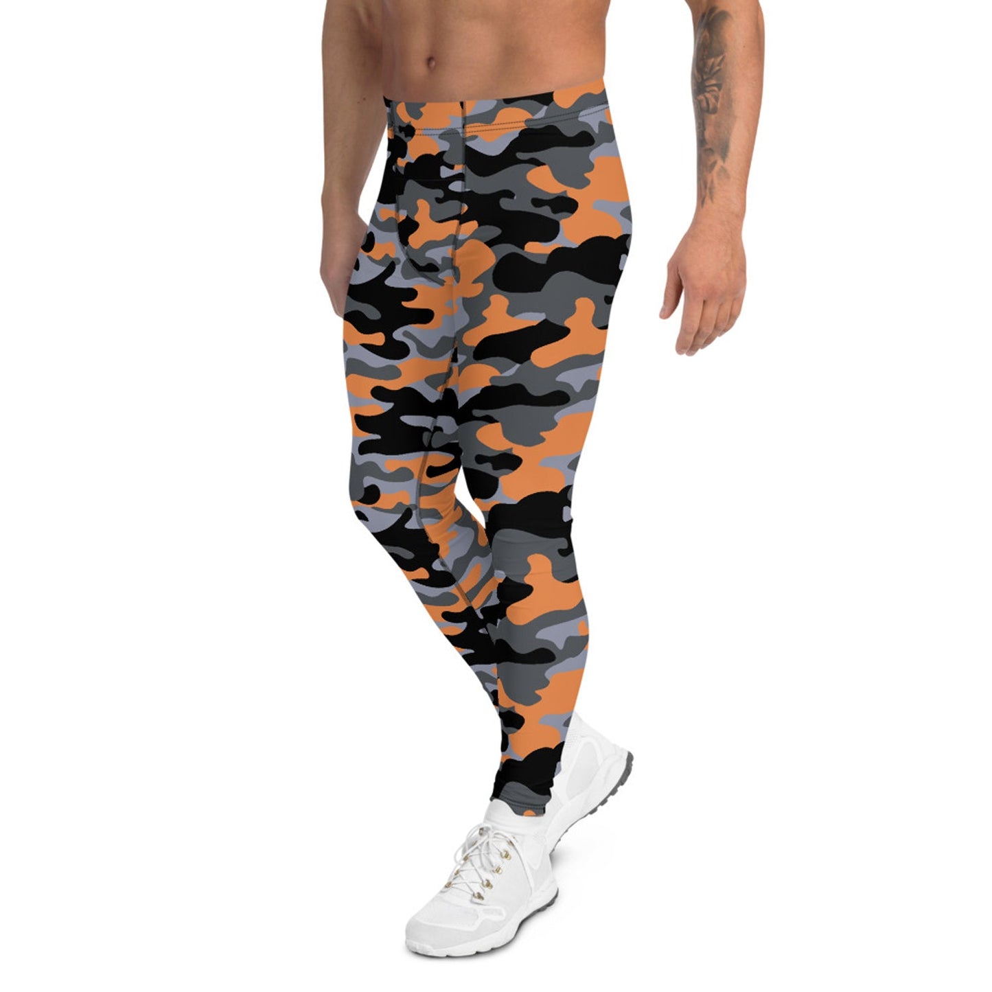 Gray and Orange Camo Leggings for Men - Anna's Shop