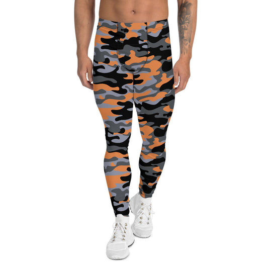 Gray and Orange Camo Leggings for Men - Anna's Shop