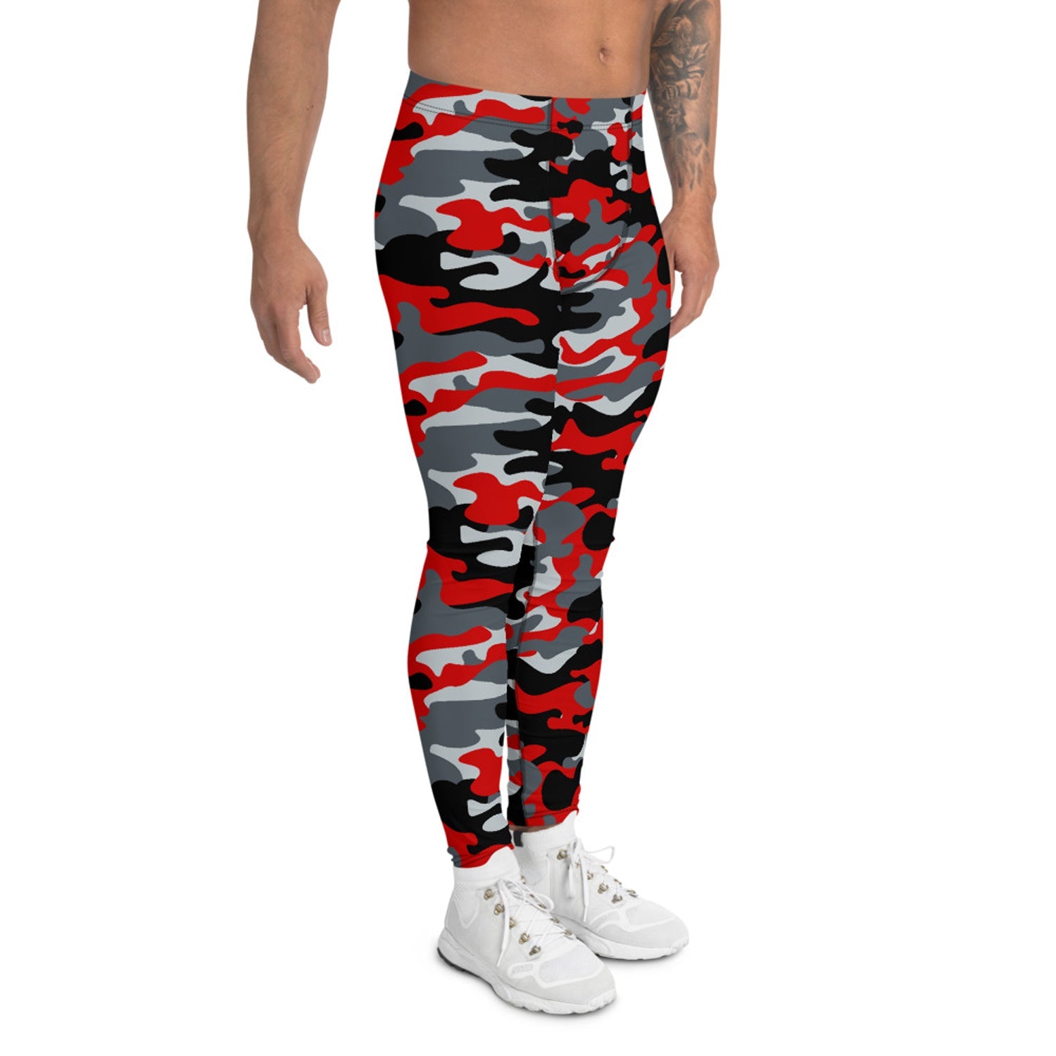 Gray and Red Camo Leggings for Men - Anna's Shop