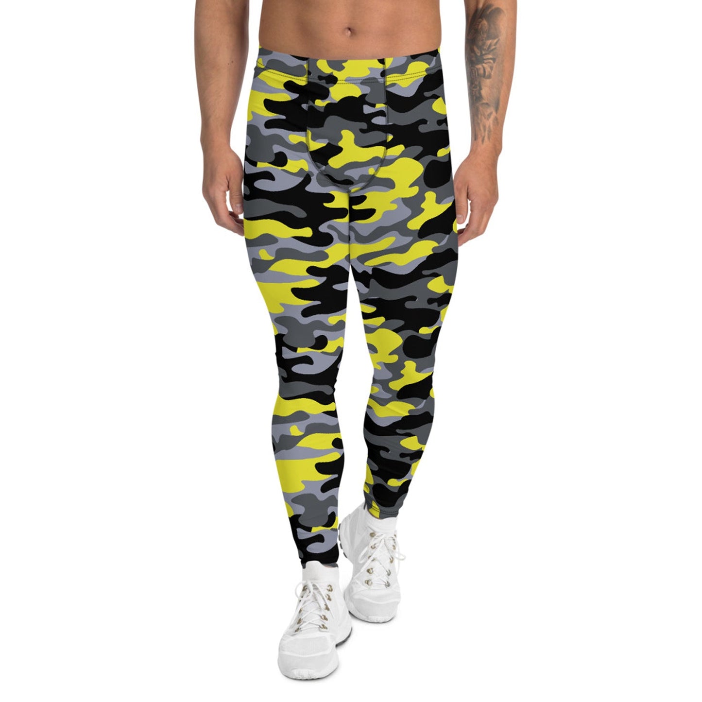 Gray and Yellow Camo Leggings for Men - Anna's Shop