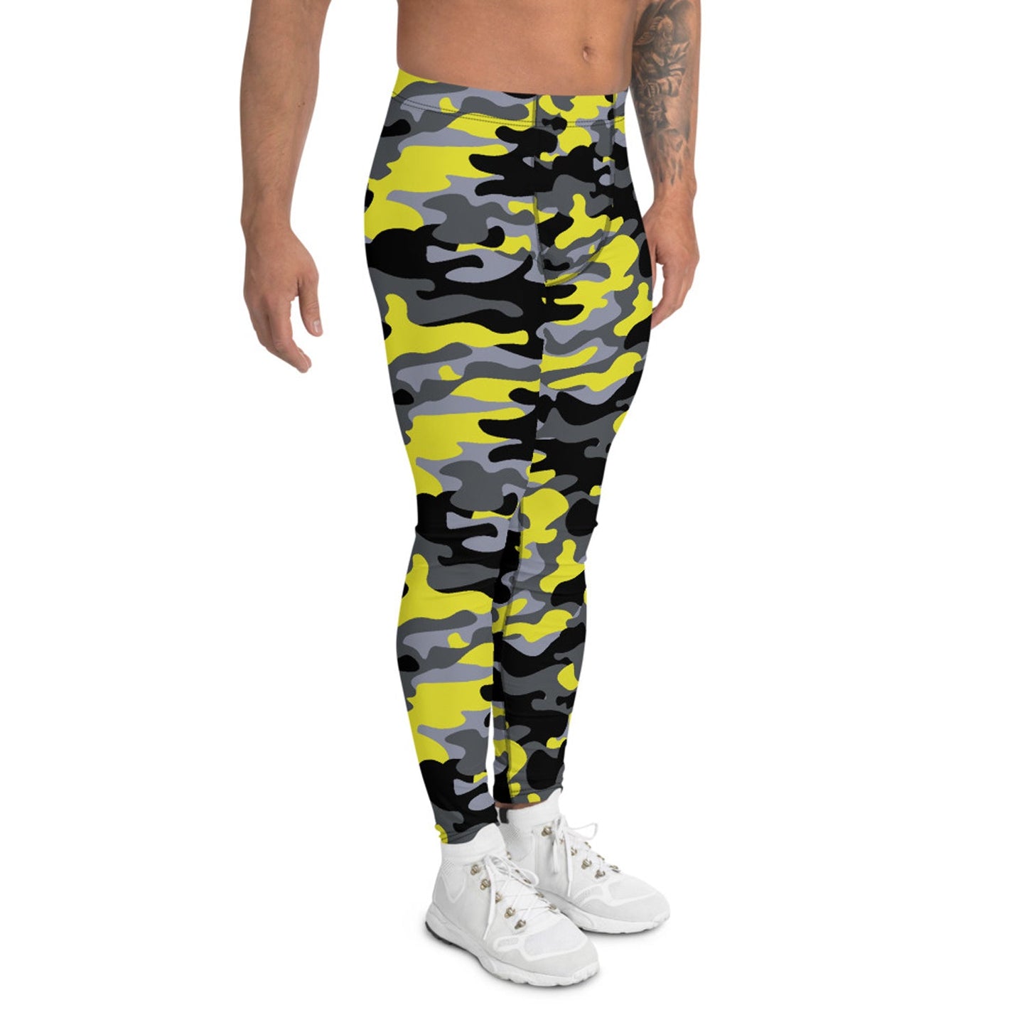 Gray and Yellow Camo Leggings for Men - Anna's Shop