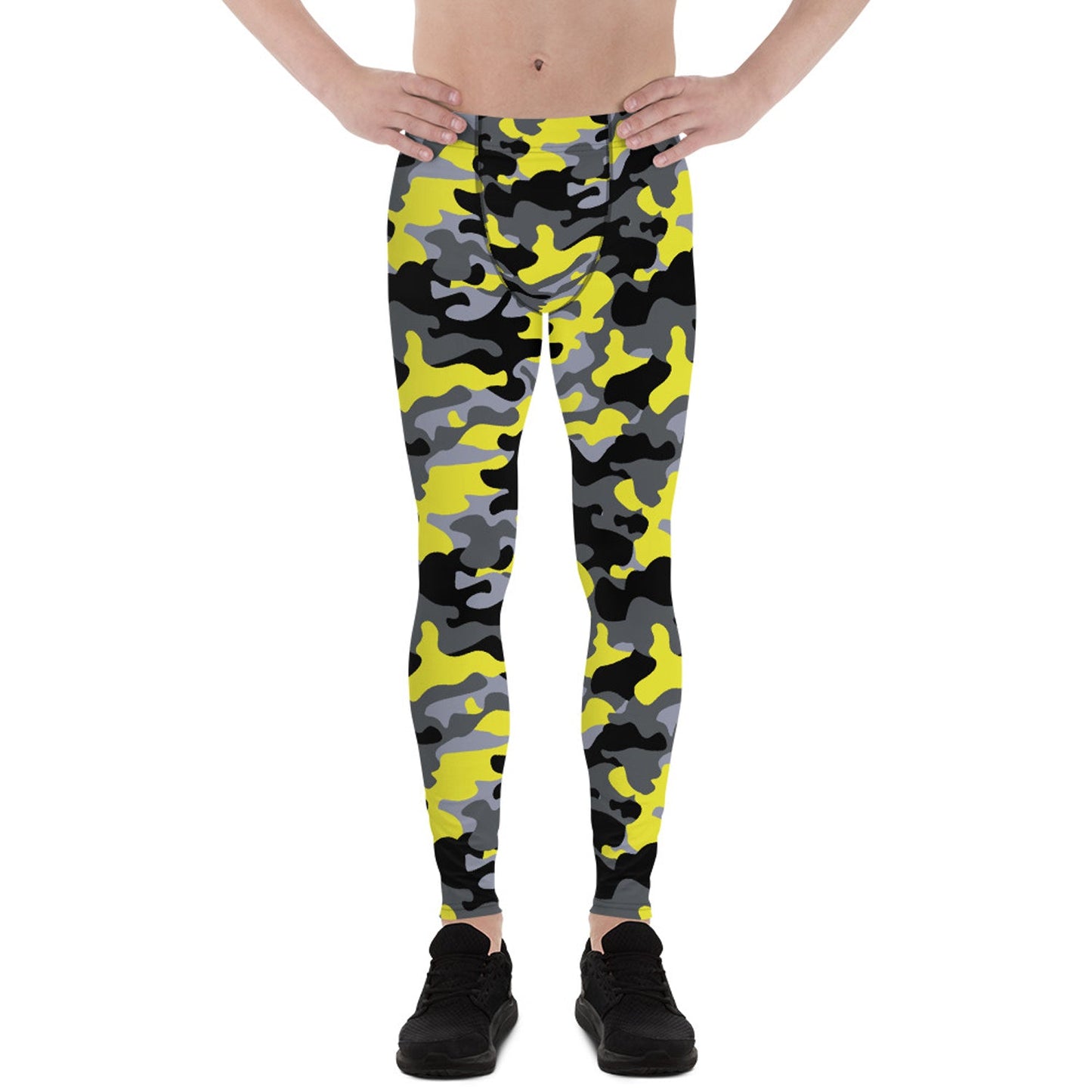 Gray and Yellow Camo Leggings for Men - Anna's Shop