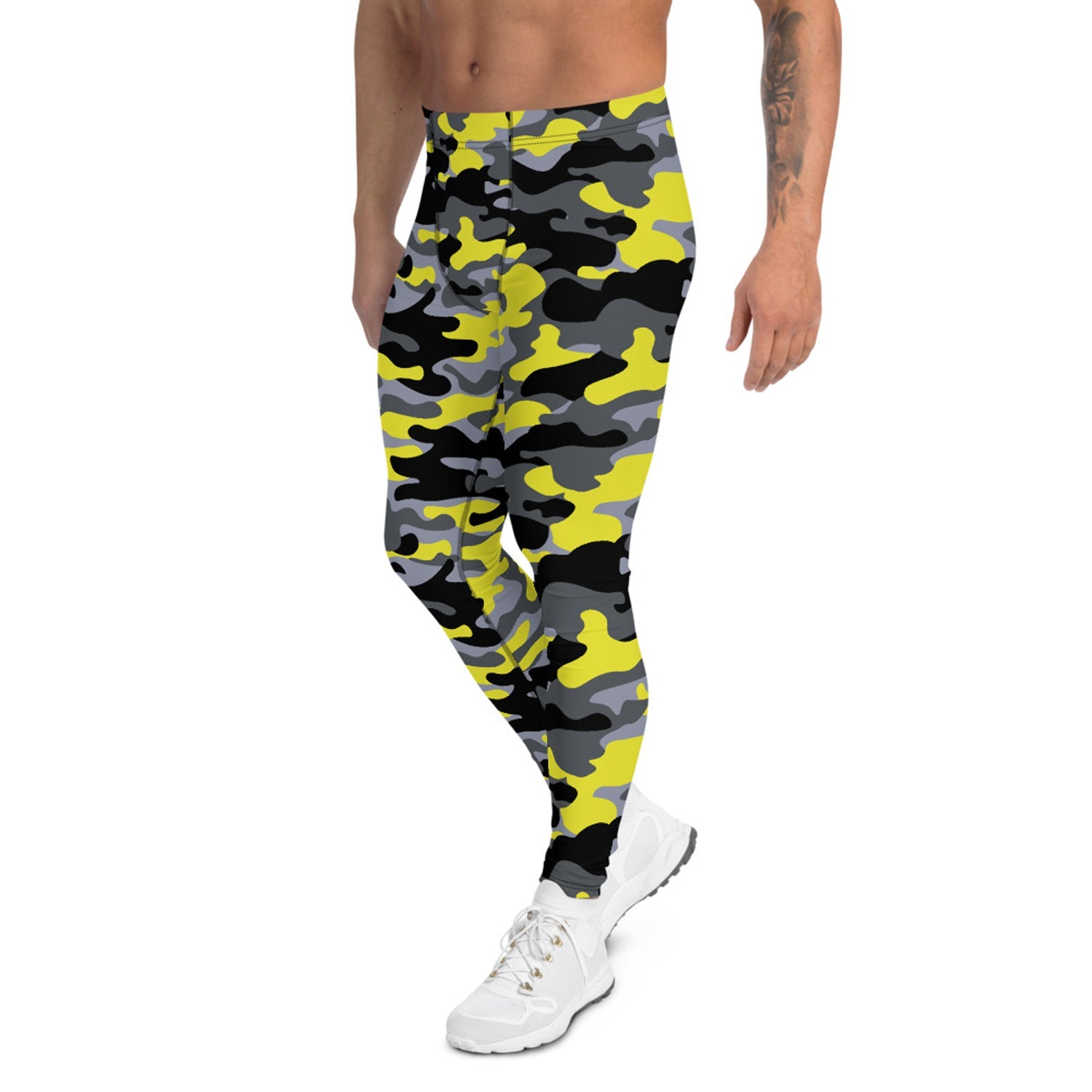 Gray and Yellow Camo Leggings for Men - Anna's Shop