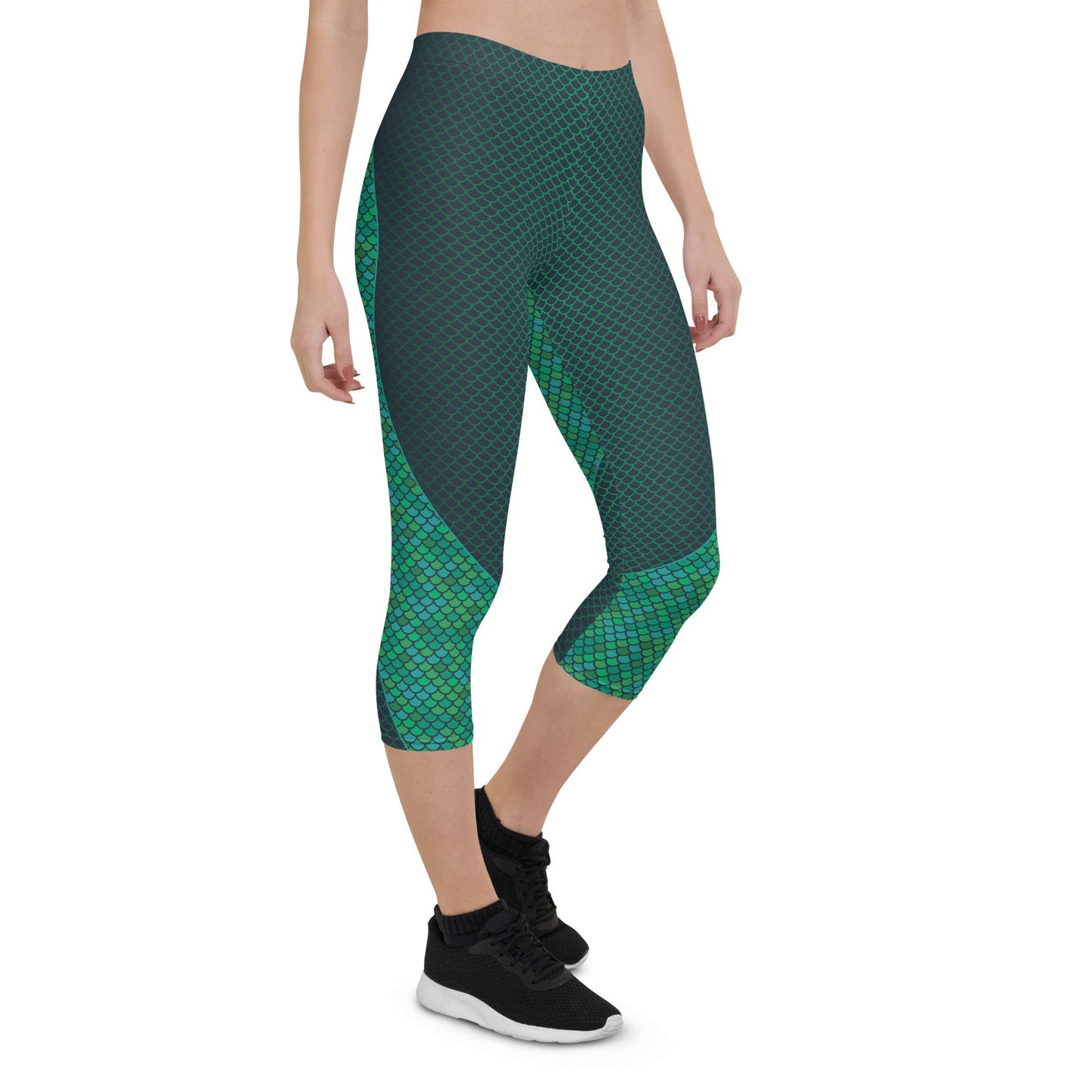 Green Mermaid Capri Leggings for Women - Anna's Shop