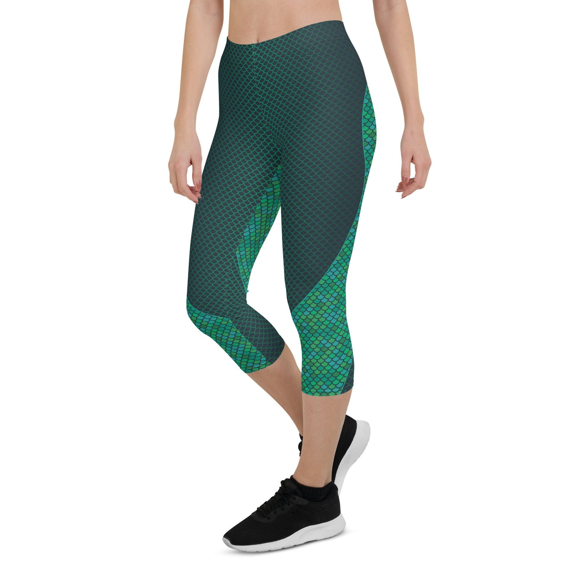 Green Mermaid Capri Leggings for Women - Anna's Shop