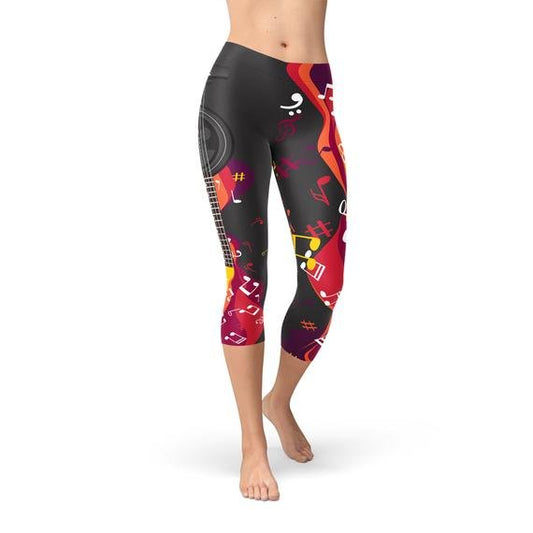 Guitar and Music Note Capri Leggings - Anna's Shop