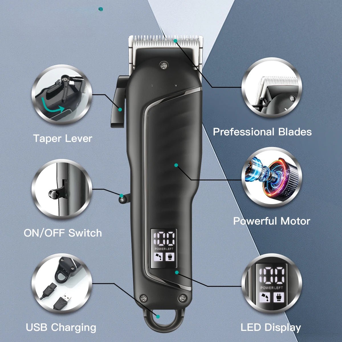 Hair Clipper Professional Hair Cutting Machine Barber Rechargeable - Anna's Shop