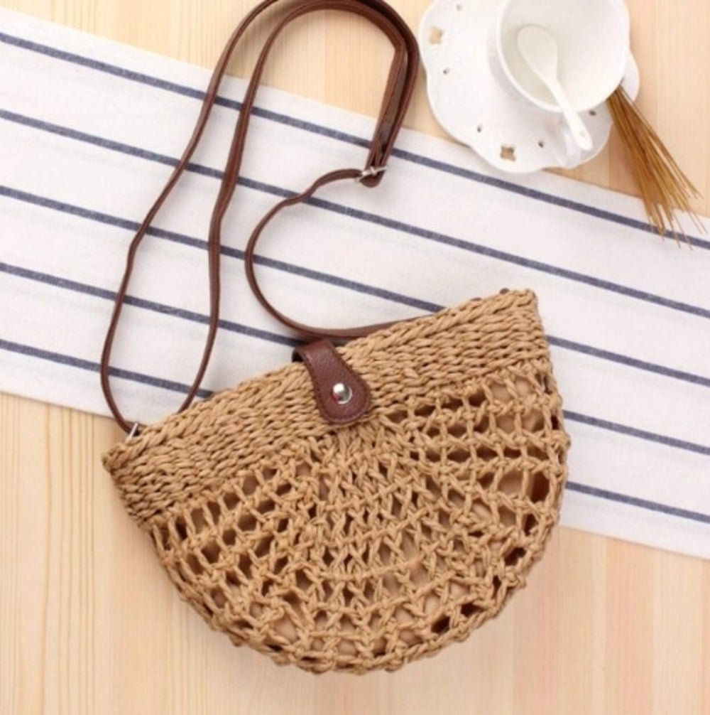 Half Moon Straw Crossbody Bag - Anna's Shop