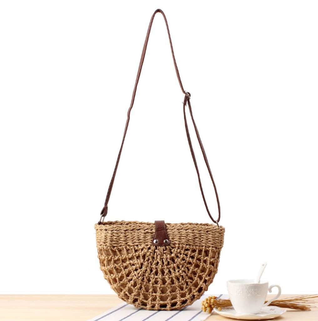 Half Moon Straw Crossbody Bag - Anna's Shop