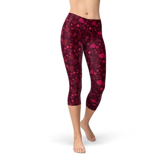 Hearts on Hearts Red Capri Leggings - Anna's Shop