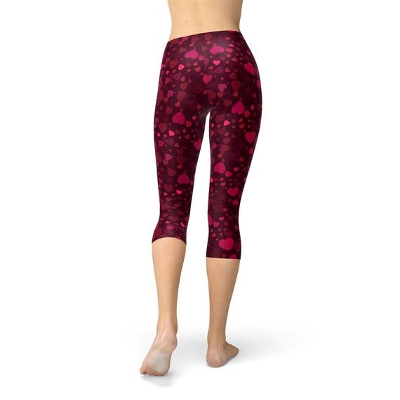 Hearts on Hearts Red Capri Leggings - Anna's Shop