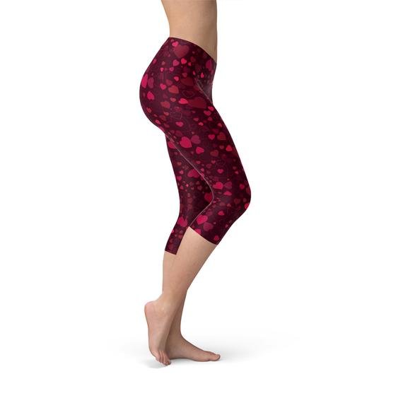 Hearts on Hearts Red Capri Leggings - Anna's Shop