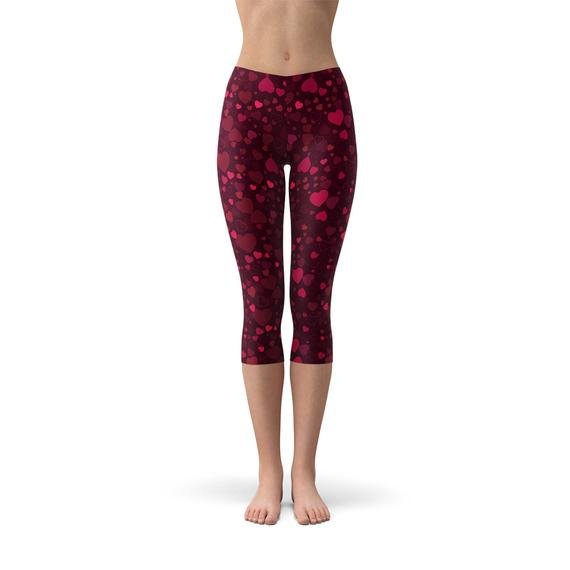 Hearts on Hearts Red Capri Leggings - Anna's Shop