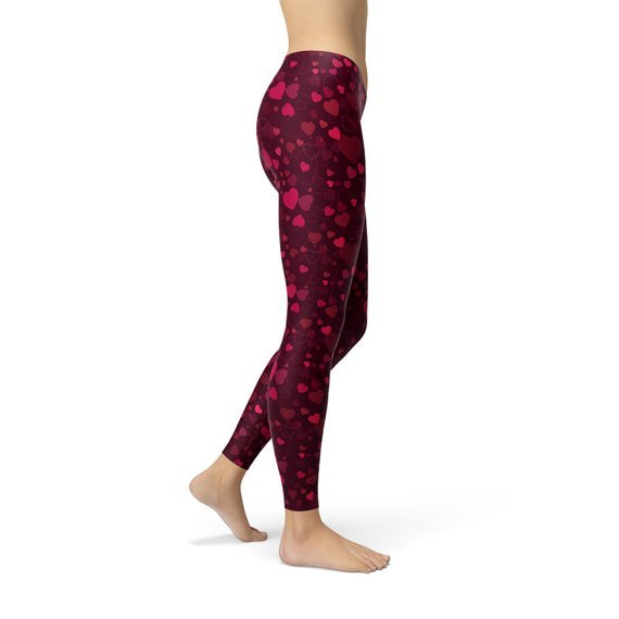 Hearts on Hearts Red Leggings - Anna's Shop