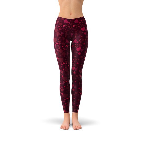 Hearts on Hearts Red Leggings - Anna's Shop