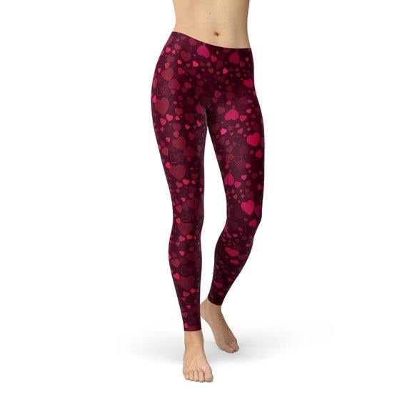 Hearts on Hearts Red Leggings - Anna's Shop