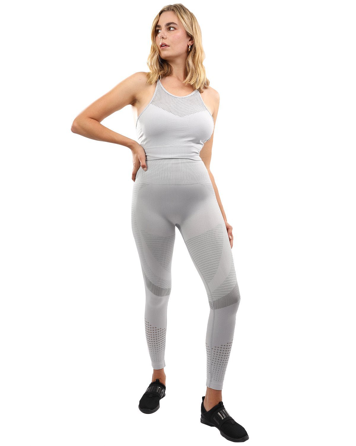 Helia Seamless Leggings & Sports Bra Set - Grey - Anna's Shop