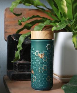 Honey Bee Ceramic Travel Mug / Gold 12.3 oz - Anna's Shop