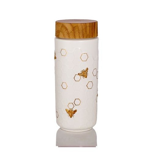 Honey Bee Ceramic Travel Mug / Gold 12.3 oz - Anna's Shop