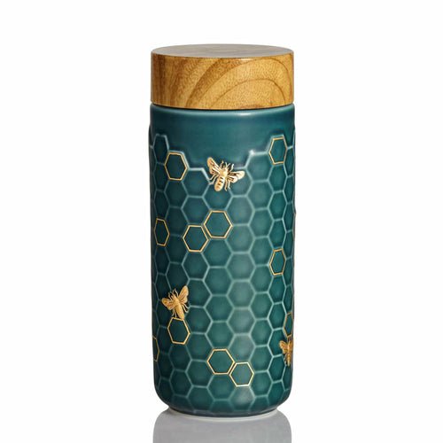 Honey Bee Ceramic Travel Mug / Gold 12.3 oz - Anna's Shop