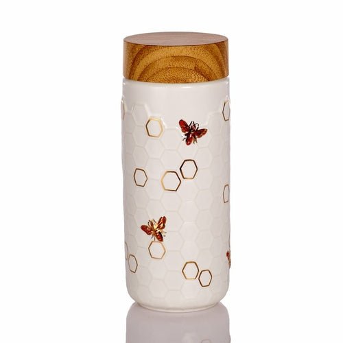 Honey Bee Ceramic Travel Mug / Gold 12.3 oz - Anna's Shop