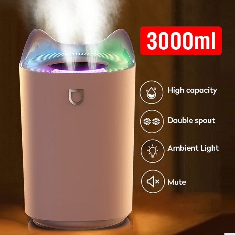 Humidifier Home 3L Air Ultrasonic Essential Oil Aroma Diffuser Double - Anna's Shop