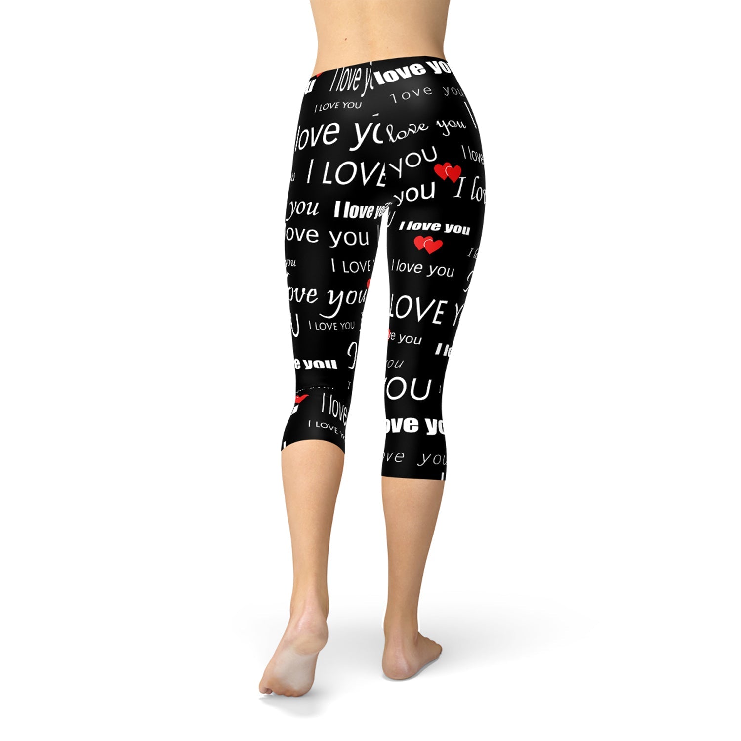 I Love You Black Capri Leggings - Anna's Shop