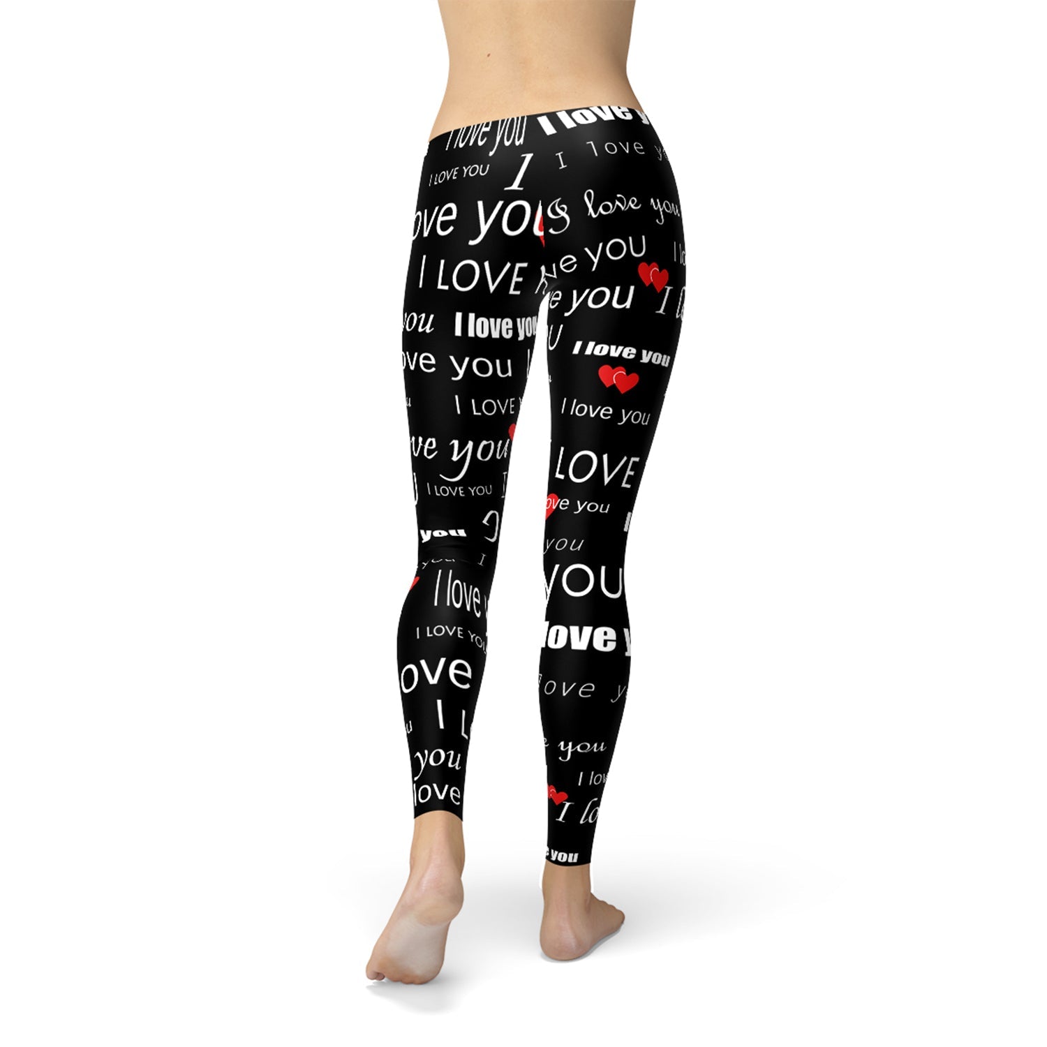 I Love You Black Leggings - Anna's Shop