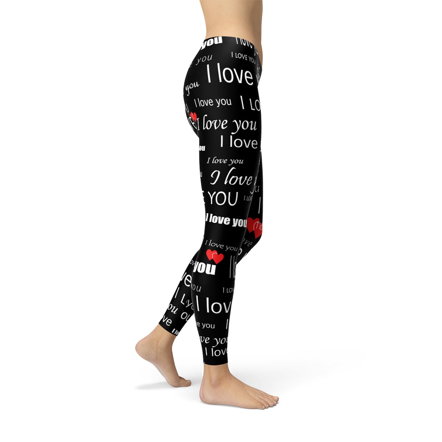 I Love You Black Leggings - Anna's Shop