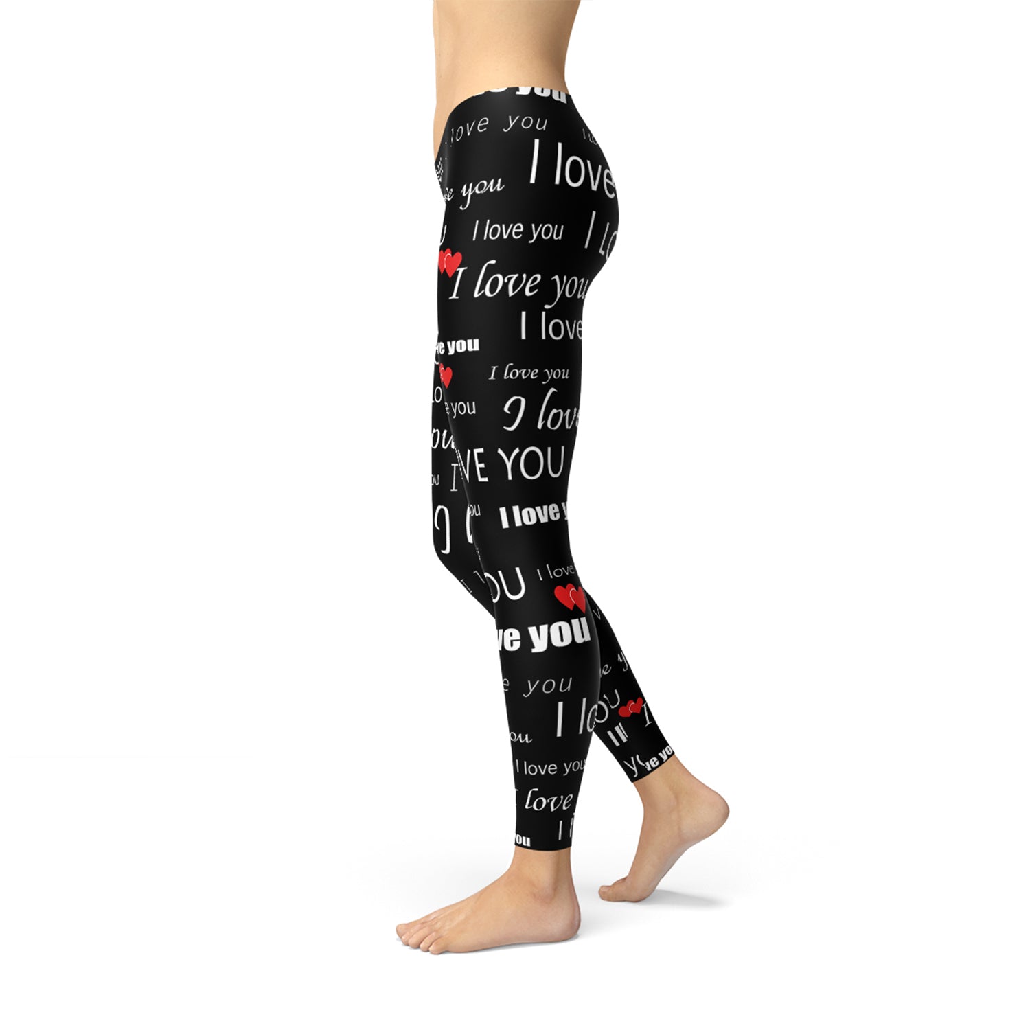 I Love You Black Leggings - Anna's Shop