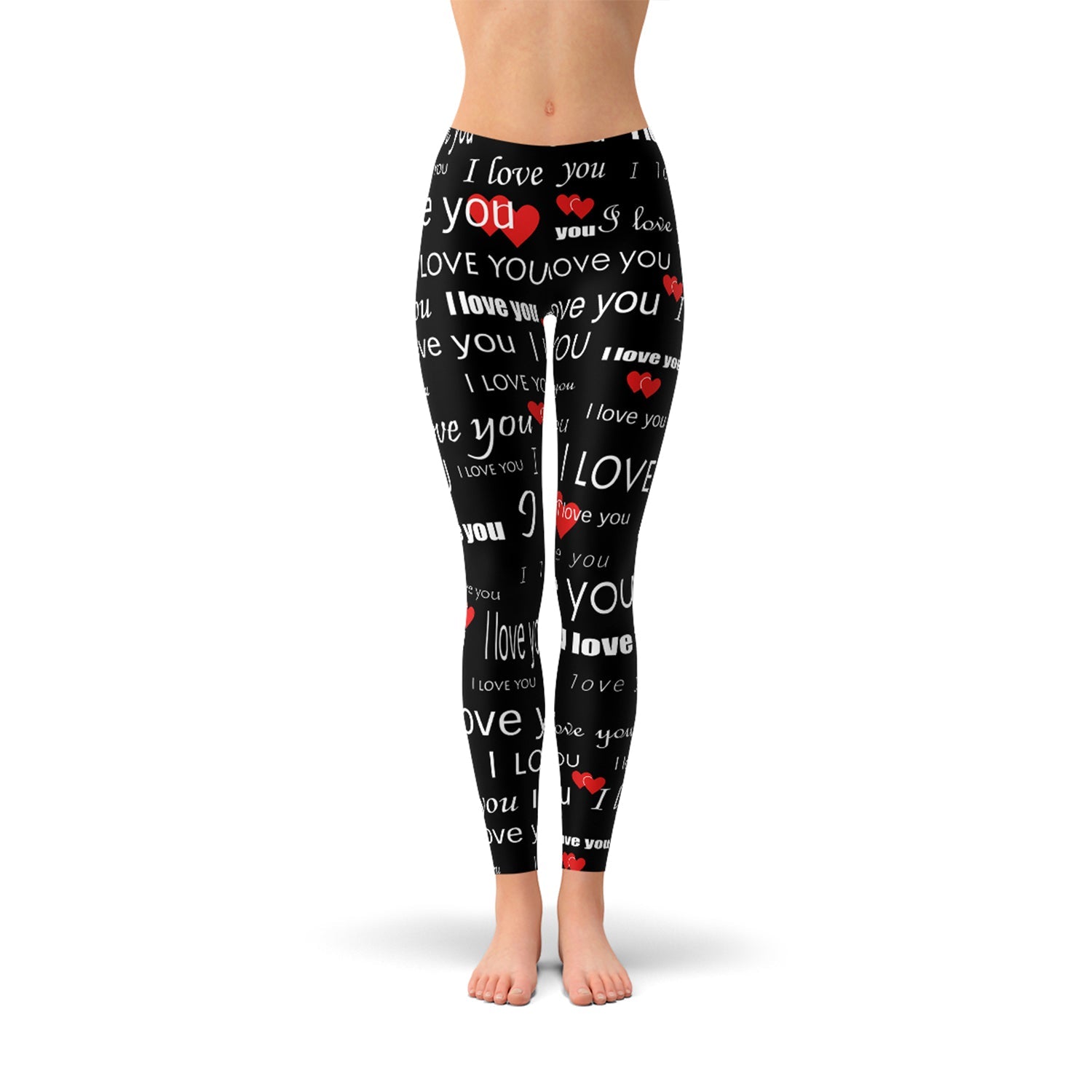 I Love You Black Leggings - Anna's Shop