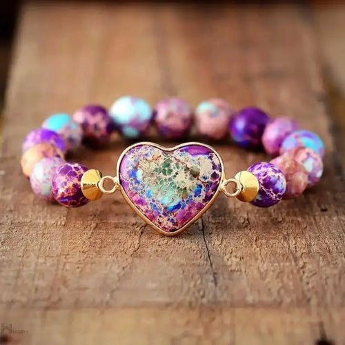 Imperial Jasper Purple Heart Bracelet - Anna's Shop