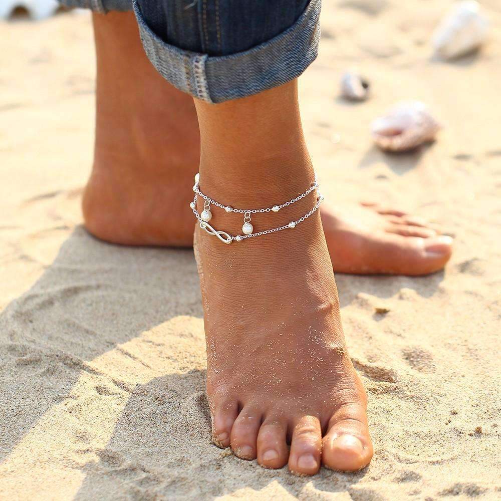 Infinity Pendent Pearl Anklet - Anna's Shop