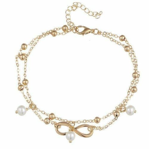 Infinity Pendent Pearl Anklet - Anna's Shop