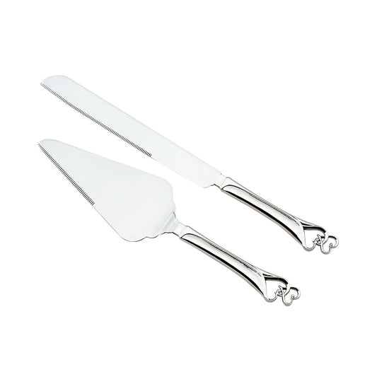 Knife & Server Set With Double Heart Handles - Anna's Shop