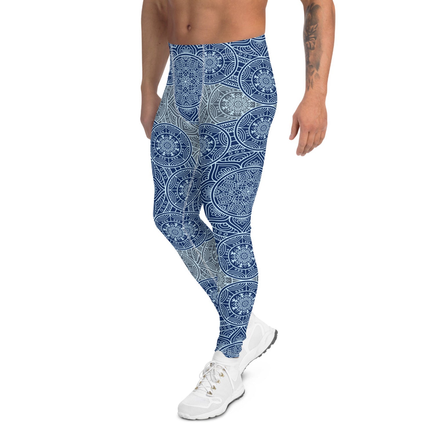 Light Blue Mandala Leggings for Men - Anna's Shop