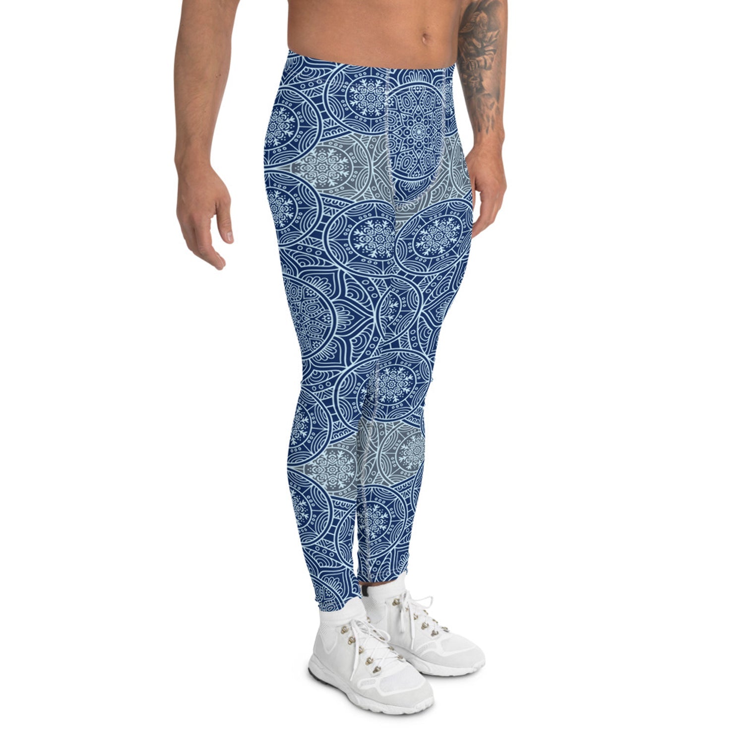 Light Blue Mandala Leggings for Men - Anna's Shop