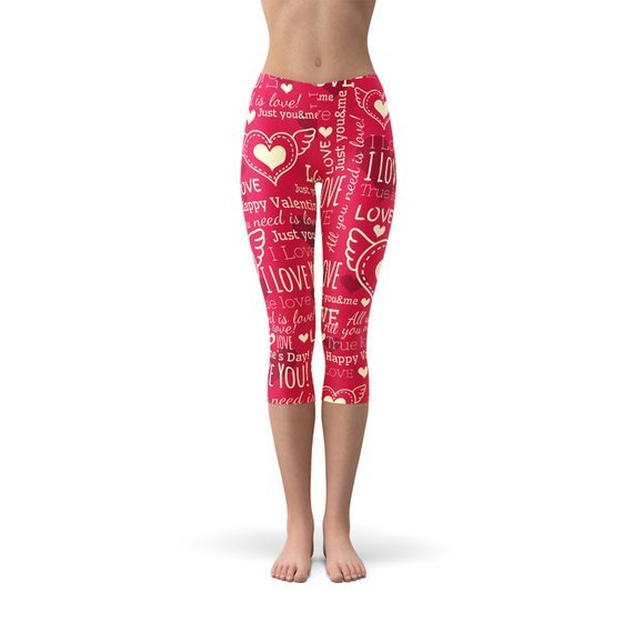 Love Hearts Red Capri Leggings - Anna's Shop