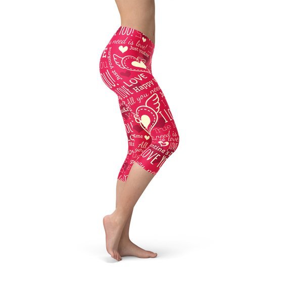 Love Hearts Red Capri Leggings - Anna's Shop