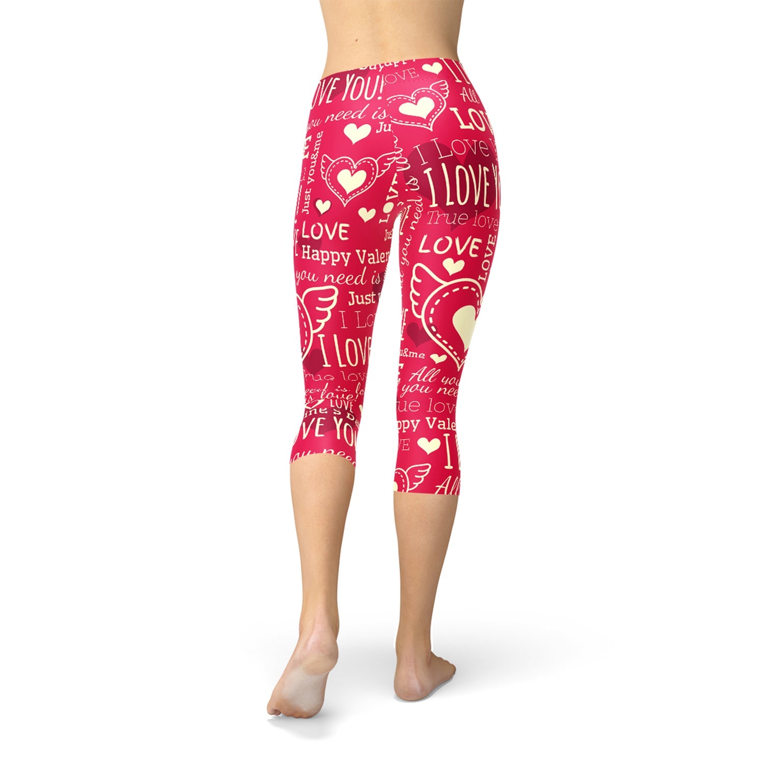 Love Hearts Red Capri Leggings - Anna's Shop