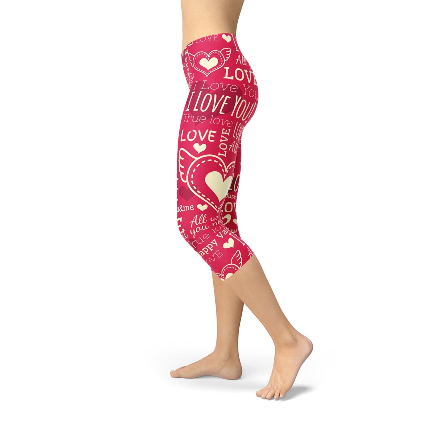 Love Hearts Red Capri Leggings - Anna's Shop