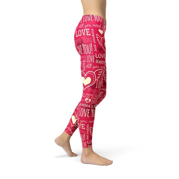 Love Hearts Red Leggings - Anna's Shop