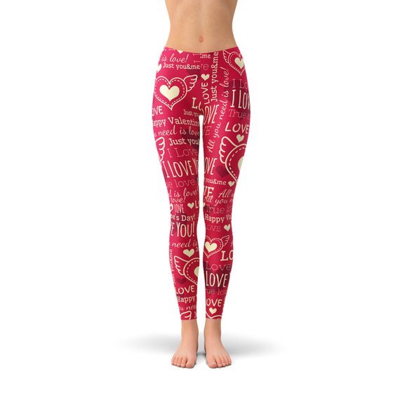 Love Hearts Red Leggings - Anna's Shop